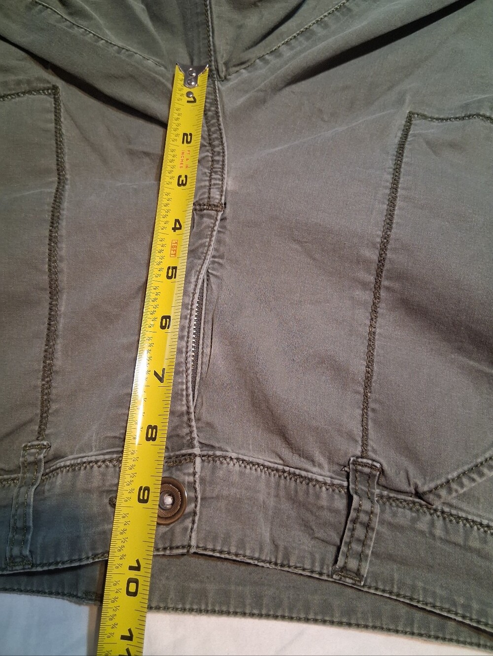 Time and Tru Green Cargo Capri Pants Olive Utility Cropped Pants Women's Size 16 - Picture 9 of 14